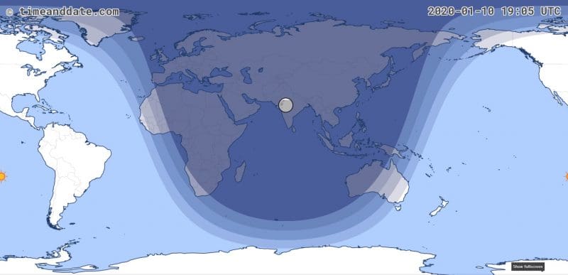 Lunar Eclipse January 2020 Map